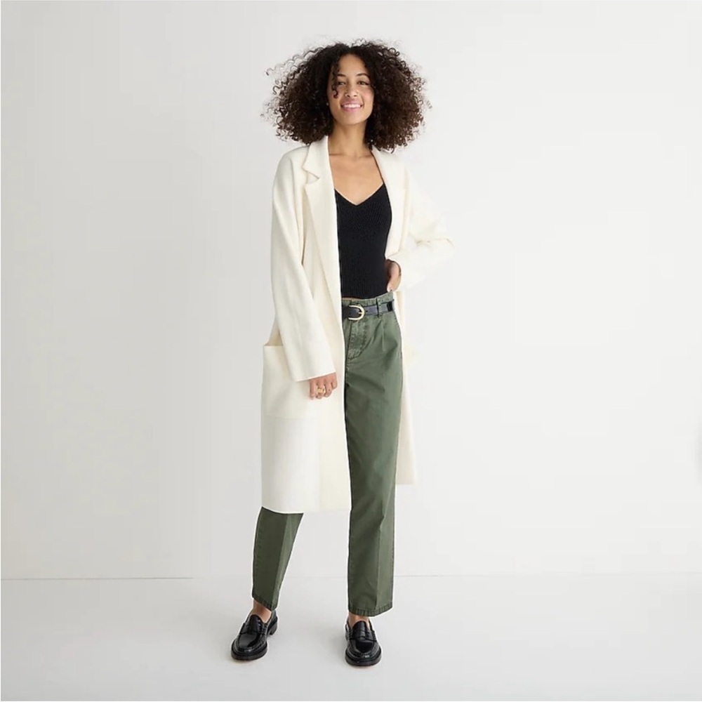 J.Crew Ella Open-Front Long Sweater-Blazer Ivory XS